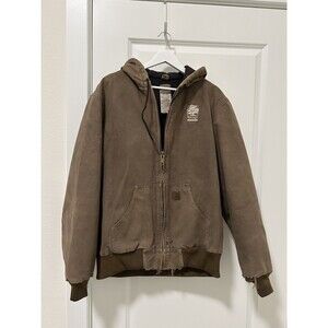 Carhartt Brown Full Zip Hoodie Jacket Faded Worn Thrashed